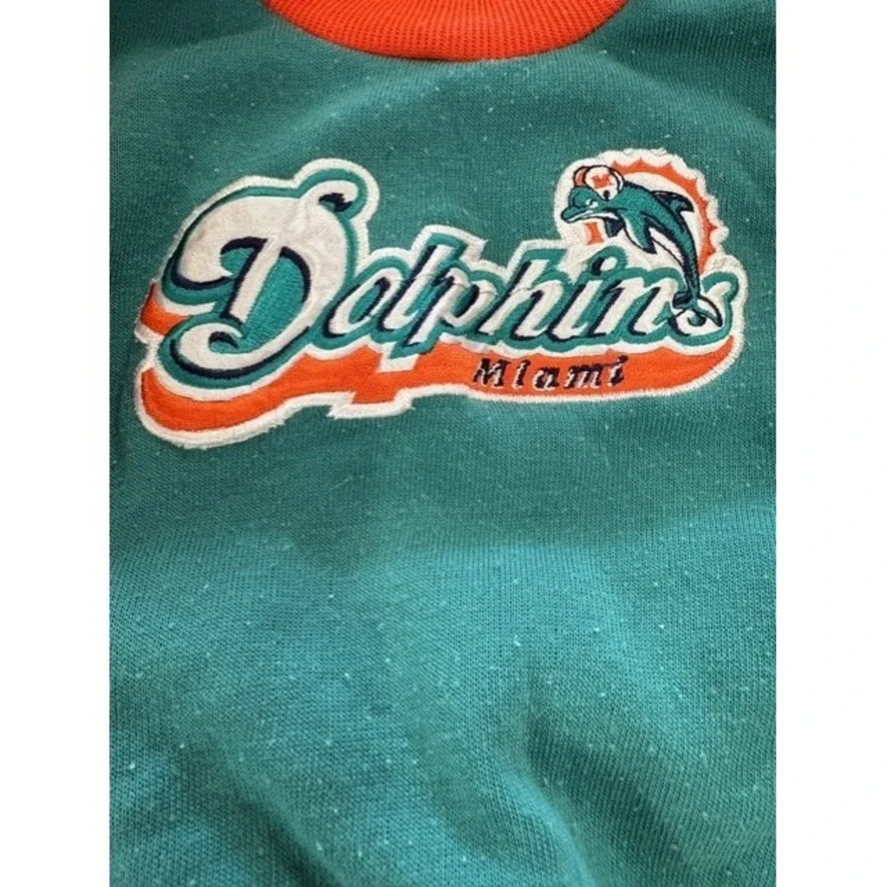 Vintage NFL Kids Miami Dolphins Sweatshirt Pants Set 12M Aqua Orange Retro 90s